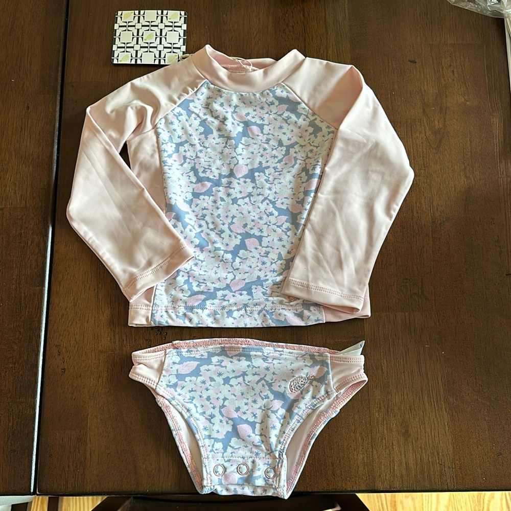 NWT Turtles & Tees Keyes Two Piece Swim Suit, Size 12-18M